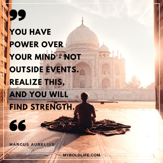quote about having power over your mind with Taj Majal background