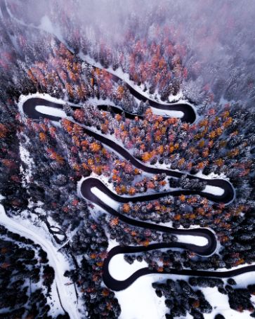a road with turns