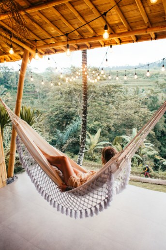 woman relaxing in a hammock
